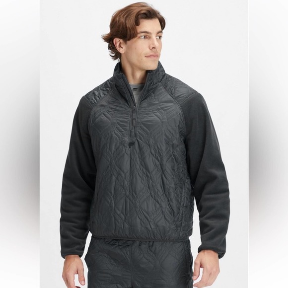 Fabletics Other - Fabletics Men's The Loft Quilted Quarter Zip Fleece Jacket Onyx Large